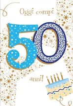 Biglietto Auguri 50° Compleanno Blu - Coseidea