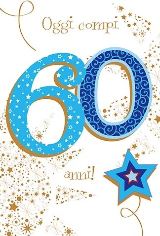 Biglietto Auguri 60° Compleanno Blu